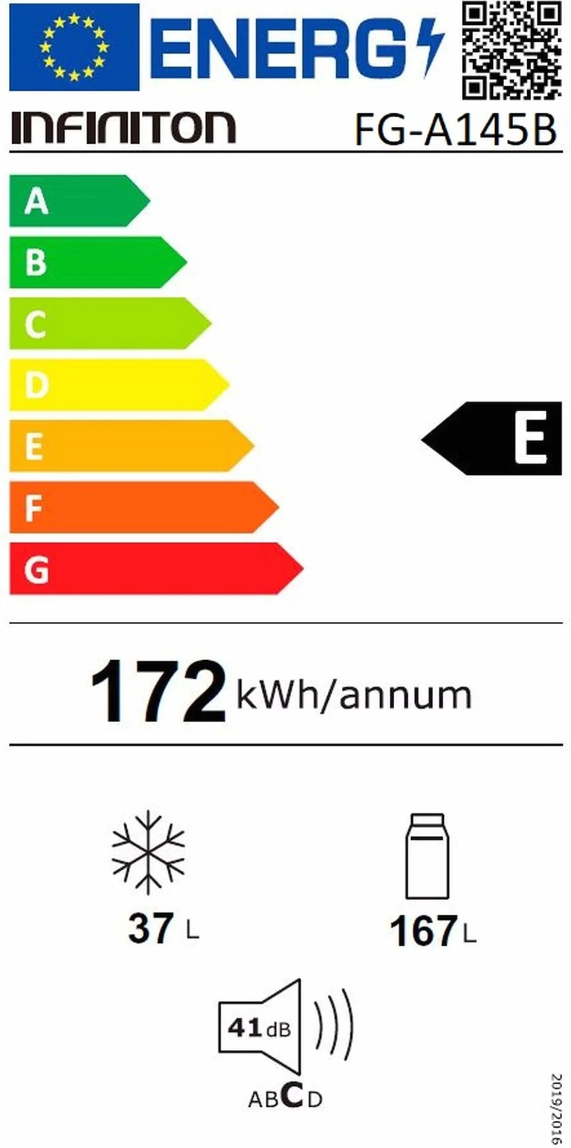 INFINITON Frigorifico Dos Puertas FG-A145B 200 Litros 143 cm Defrost LED Interior Blanco