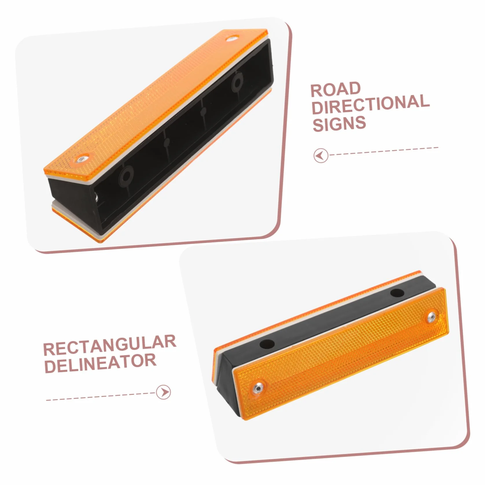 Marcadores Reflectantes Rectangulares Abs Naranja Doble Cara Alta Visibilidad Paquete 4 Piezas