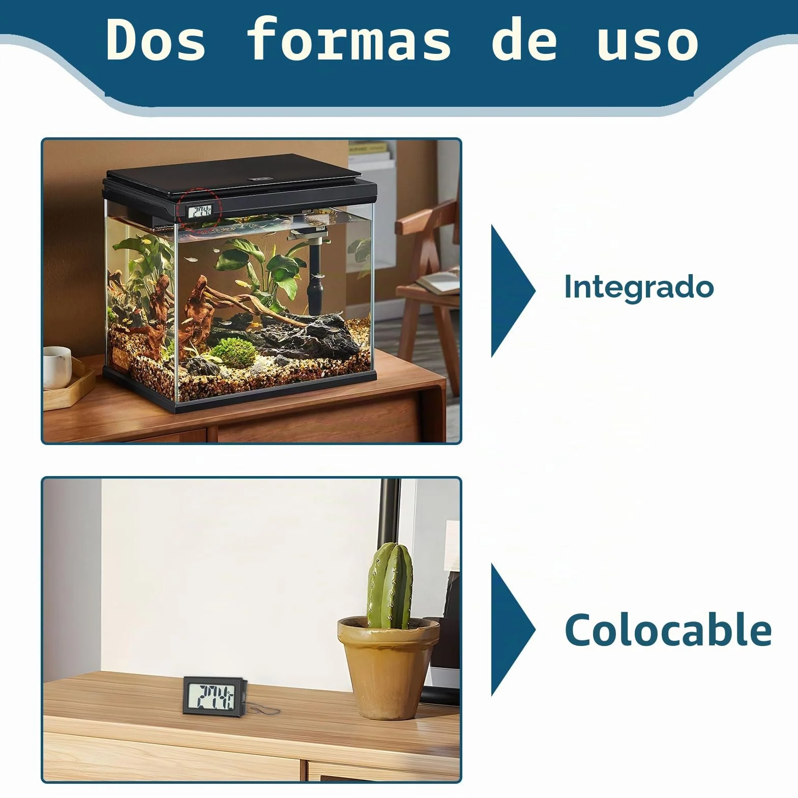 Termómetros frigoríficos 6 piezas, termómetro de acuario con sonda, mini termómetro digital LCD impermeable con función de memoria