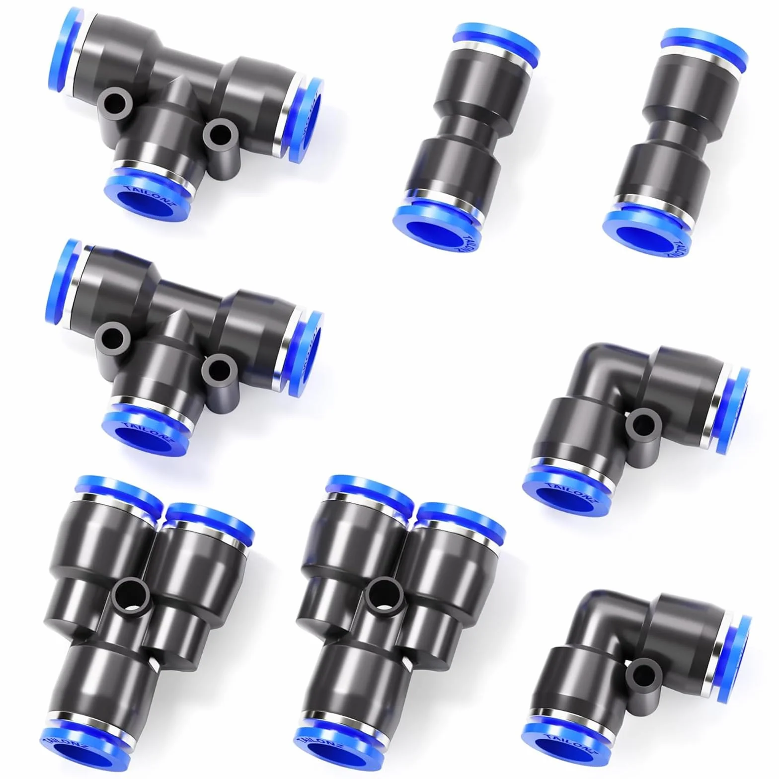 TAILONZ PNEUMATIC Accesorios de conexión a presión Kit de racores neumáticos 8mm OD 8 piezas