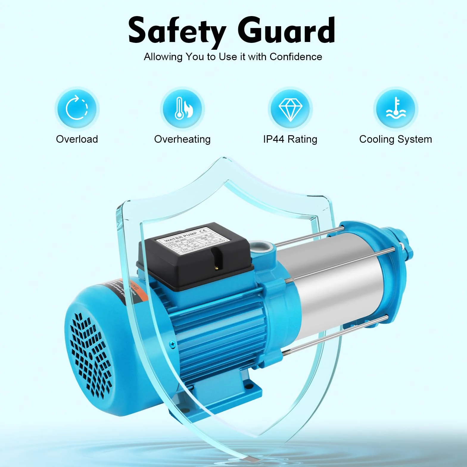 Bomba de jardín de 5 velocidades, 1300 W, bomba centrífuga automotriz, centrífuga bomba 9,8 bar, alta eficiencia, gran altura de descarga, 230 V, 50 Hz, nivel de protección IP44