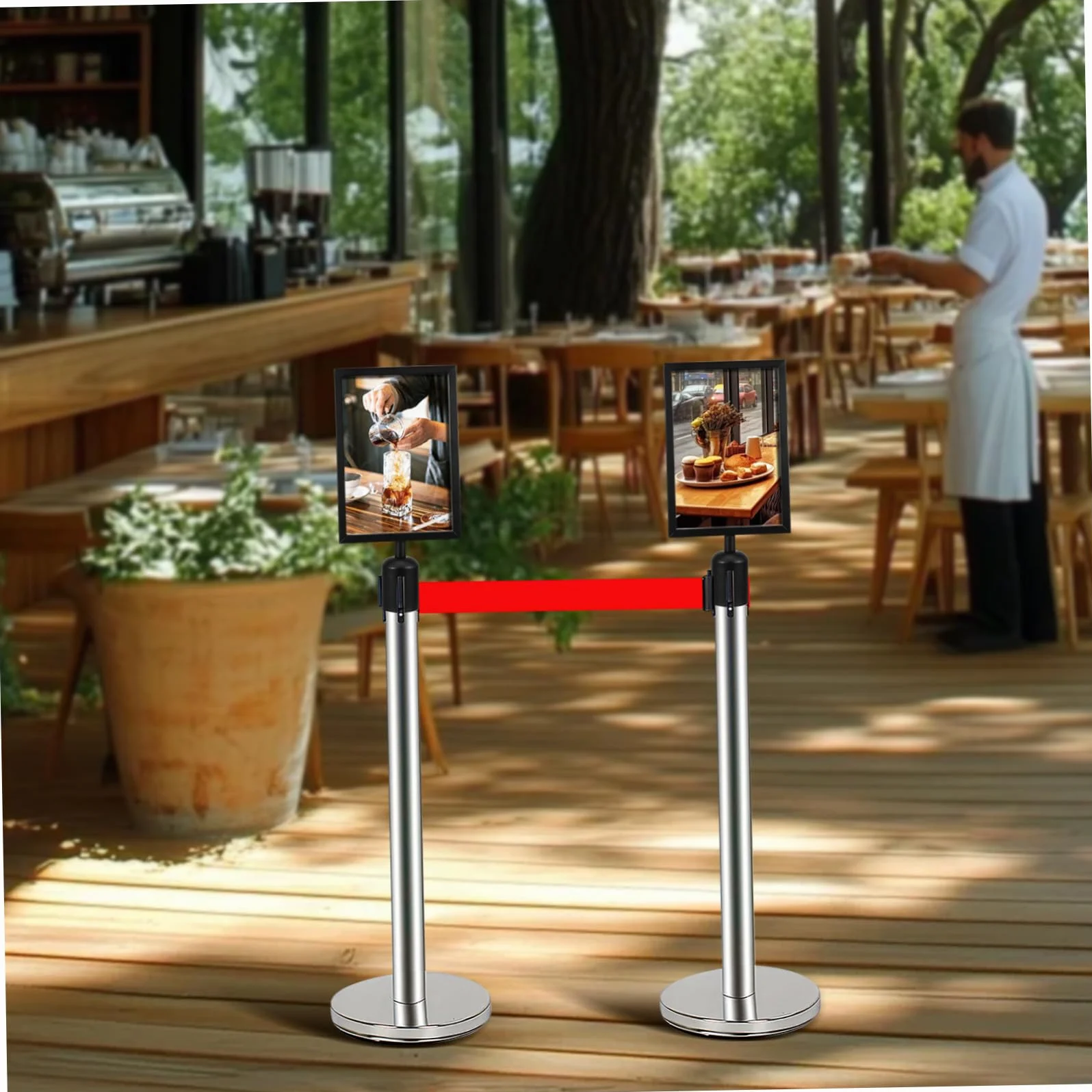 Soporte para Letrero Vertical Comercial de Barrera Retráctil Marco Firme Compatible con Carteles