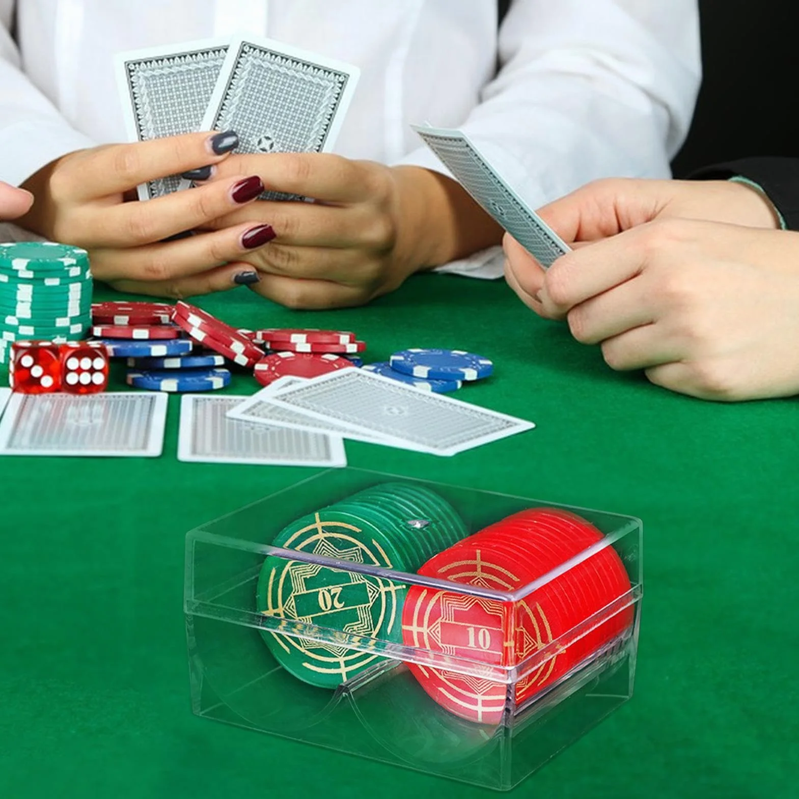 Bandejas de Fichas Acrílicas Transparentes con 2 Ranuras para Poker, Organizador Duradero de 40 Fichas