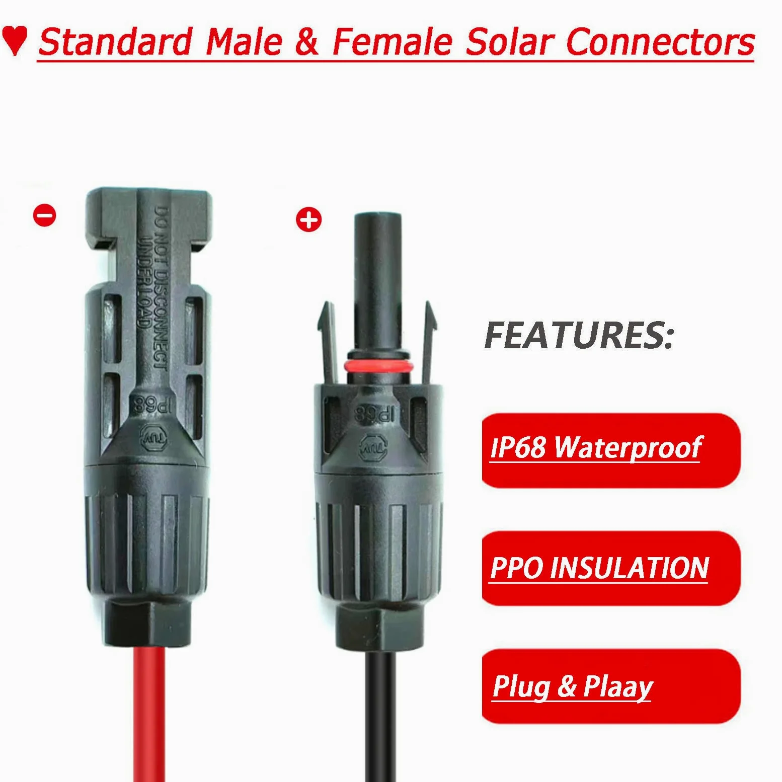 Cable de extensión de carga solar a XT60i de 3 pies, 6 pies, 12 pies, 25 pies, 50 pies, conectores solares a adaptador XT60i para estaciones eléctricas portátiles y generadores solares (12