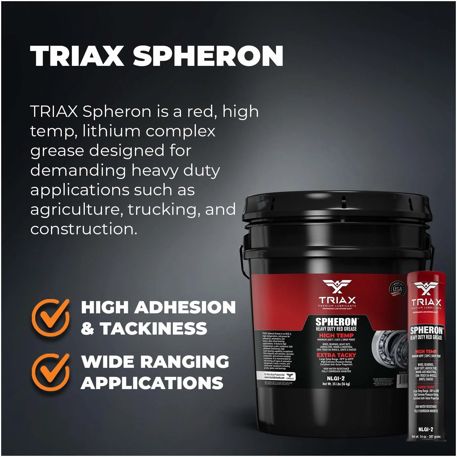 TRIAX Spheron HT Grasa Roja Consistente Impermeable Alta Temperatura 204°C Presión Extrema Cartucho 400g