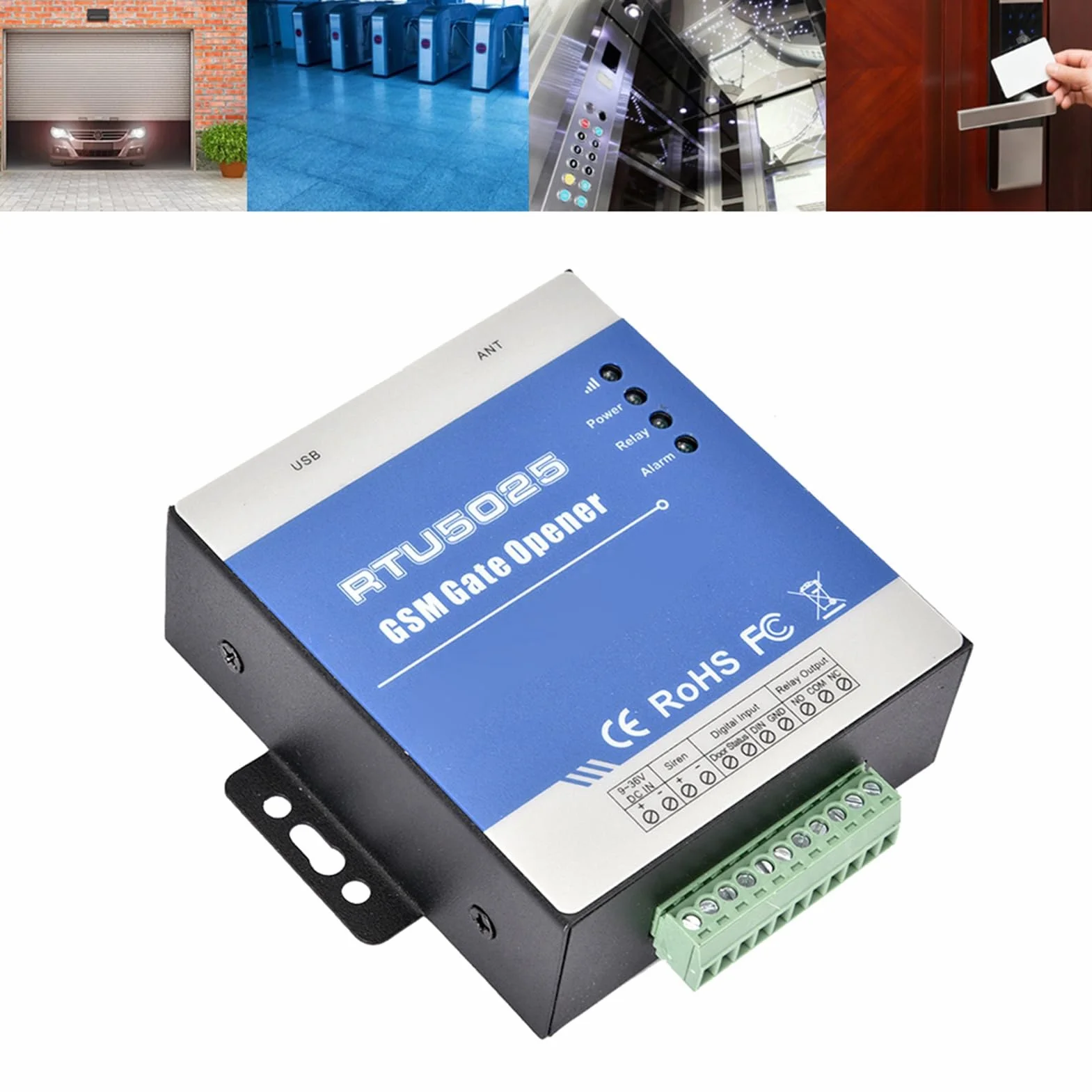 gsm RTU5025 Abrepuertas de Garaje Remoto gsm Puerta Abierto 1000 Control Histórico Alarma 2G/3G/4G Relé de vigilancia para la fábrica de Alarma Apertura de la Puerta de Garaje (Azul)