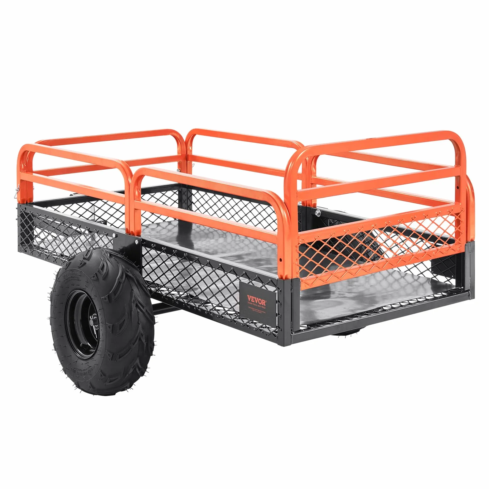 VEVOR Remolque Volquete Capacidad de Carga de 680kg Remolque Utilitario de Jardín Resistente con Laterales Extraíbles Carro de Transporte Volquete de 0,4m³ para Tractor, Cortacésped, ATV, 200x66x76 cm