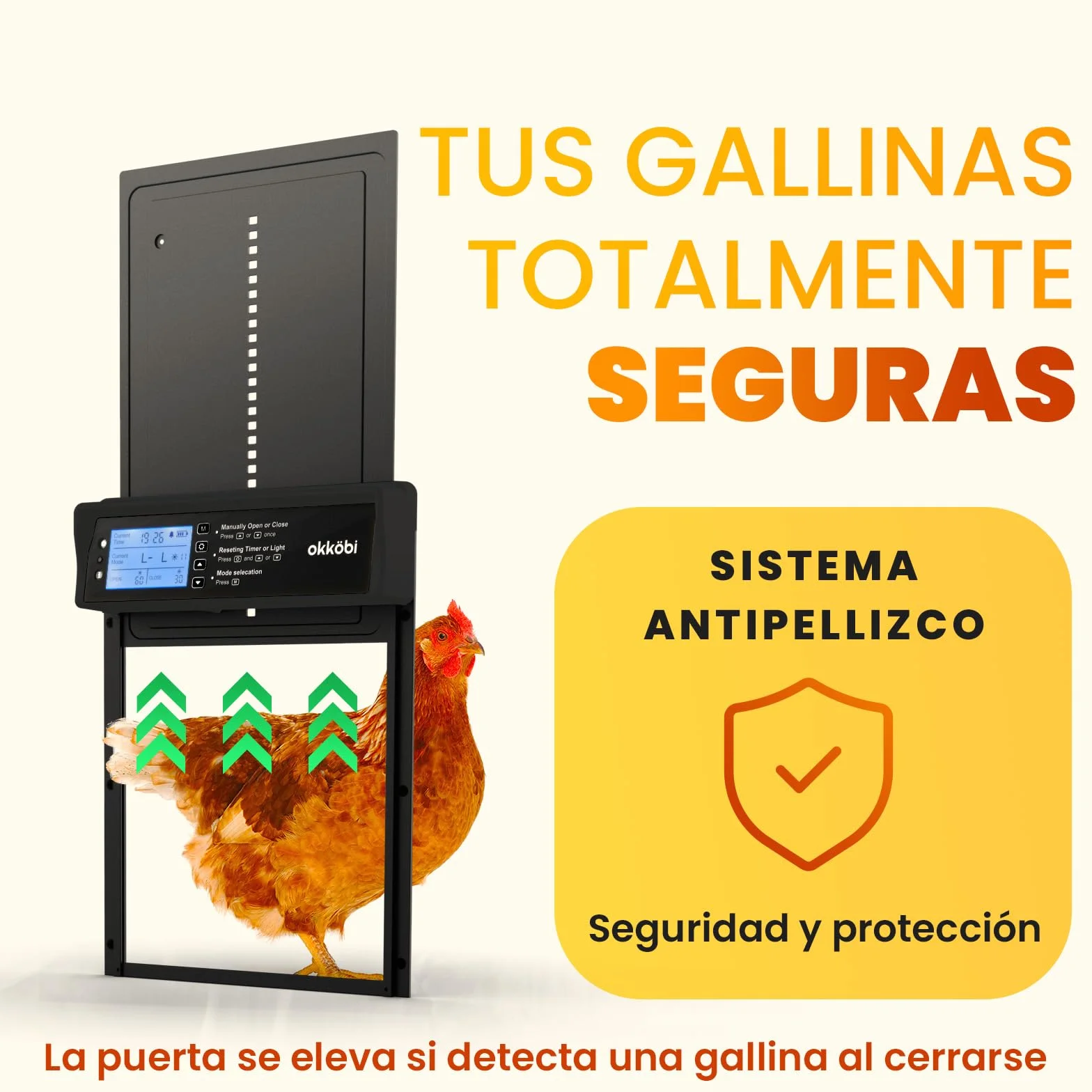 Puerta Gallinero Automatica Solar con Mando a Distancia, Sensor de Luz y Temporizador, Negro