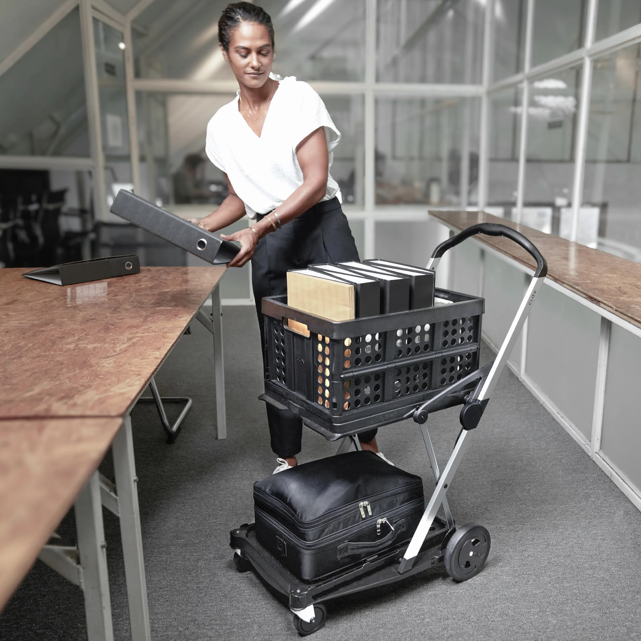 Clax® | Carro de Transporte Plegable | Básico sin Caja Plegable | Carrito de la Compra | Carro para Pedidos | Plegable
