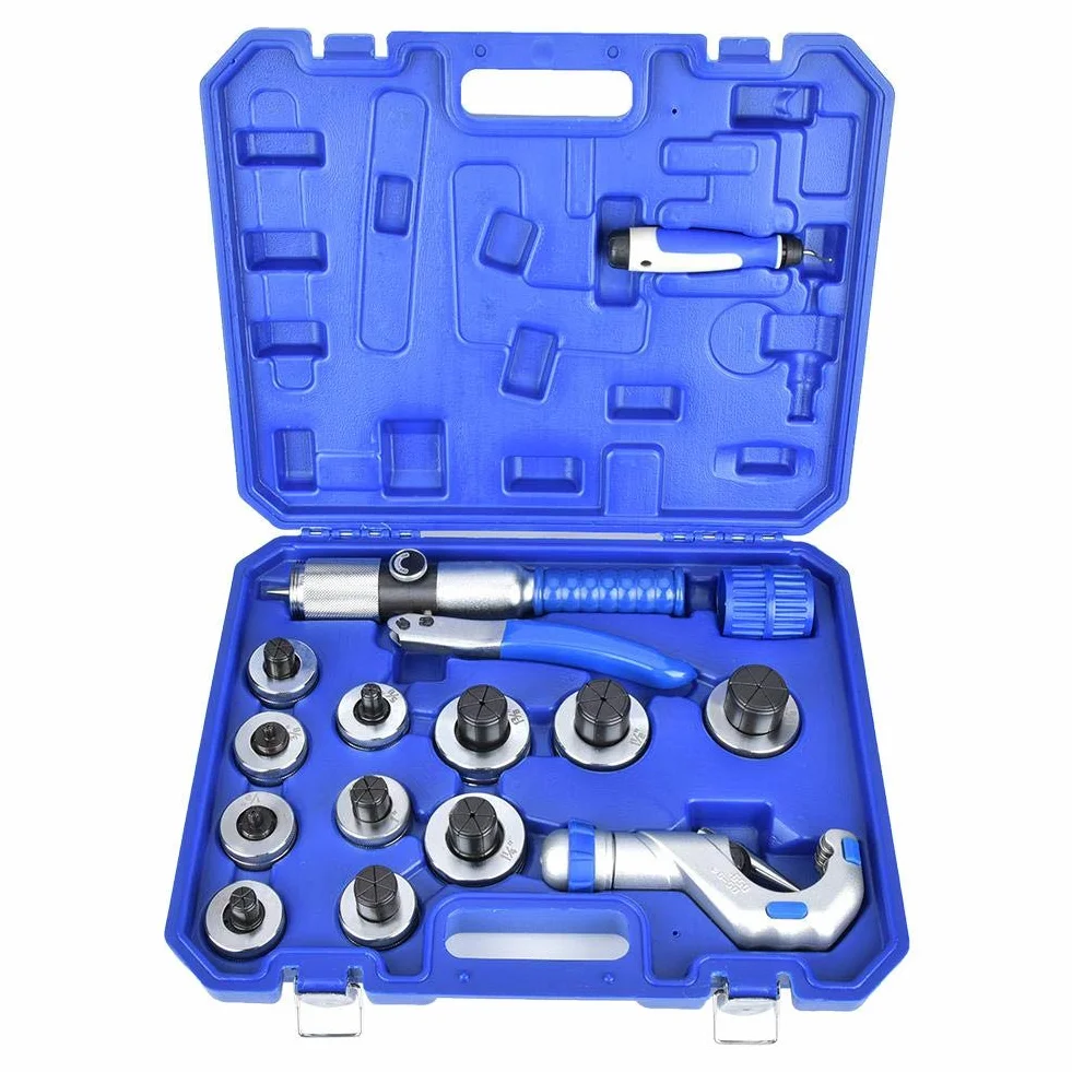 Kit expansor de tubo hidráulico con 11 piezas de cabezal expansor, cortador de tubo, herramienta de desbarbado, herramienta de abocardado de tubo de 10-42 mm para tubos de aluminio de cobre tipo U