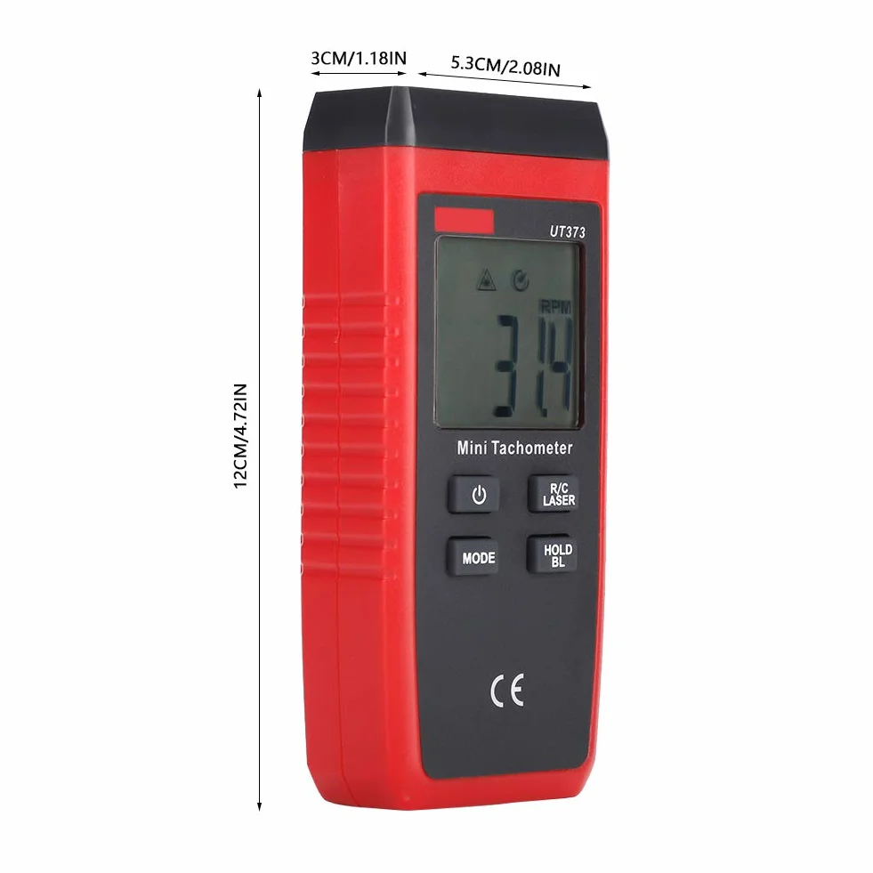 Tacómetro Digital sin Contactos UT373 Láser con Pantalla LCD, Medidor de RPM Portátil para Motores