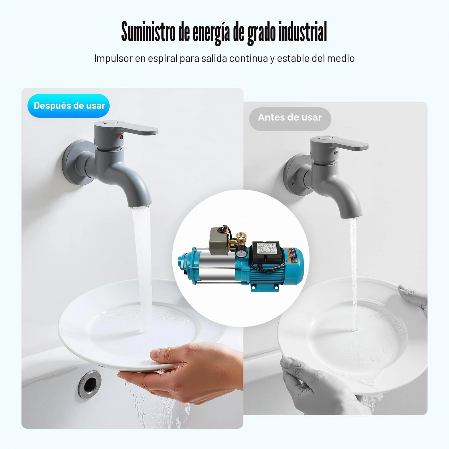 Bomba de jardín autocebante, 230 V, 1300 W, bomba centrífuga con interruptor de presión, 4000 L/H, 9,8 bar, bomba de agua doméstica, bomba de agua, 35 ℃, temperatura máxima del agua para plantas de