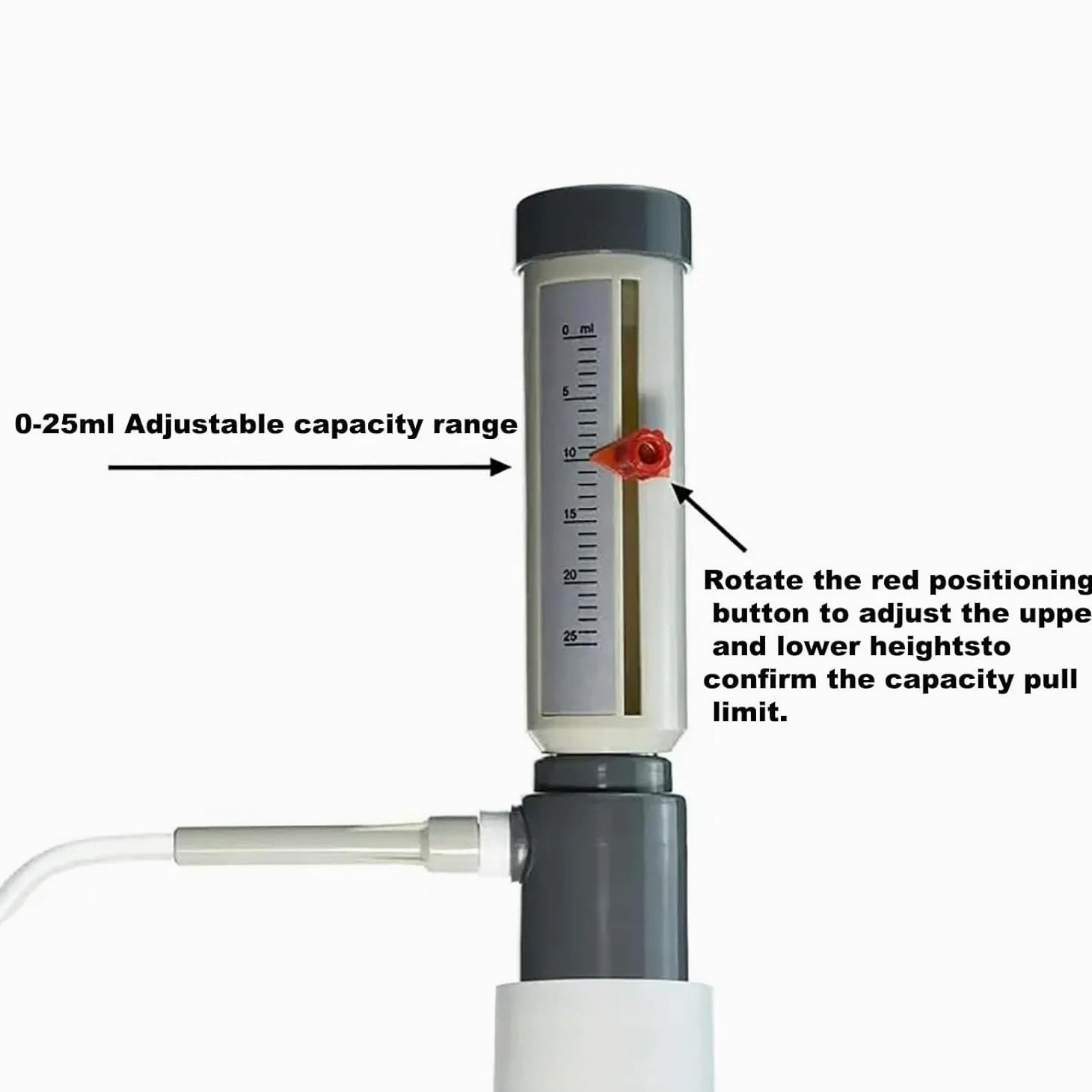Dispensador superior de botella, dispensador de laboratorio de plástico de 1000 ml, graduación mínima de 1 ml, dispensación eficiente para soluciones acuosas y muestras bioquímicas