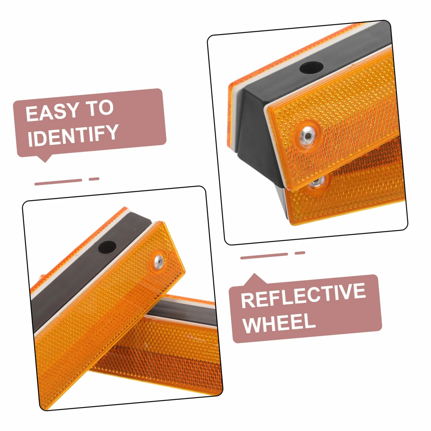 Marcadores Reflectantes Rectangulares Abs Naranja Doble Cara Alta Visibilidad Paquete 4 Piezas