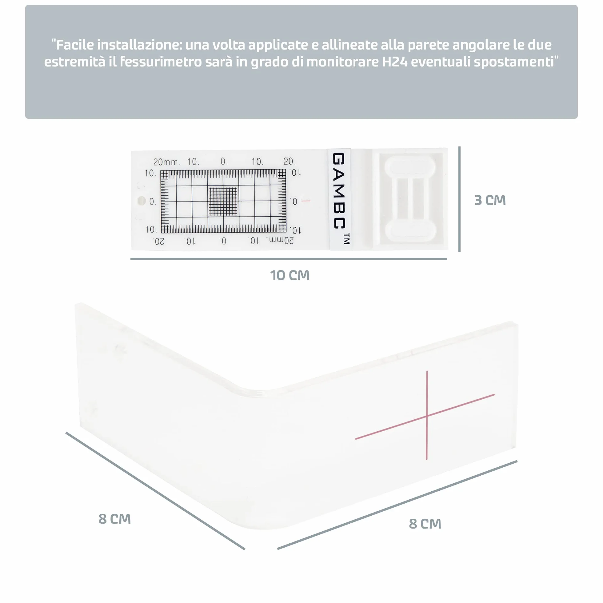 Hexómetro angular de pared manual para la medición y la grabación de las lesiones y las grietas relativas en las superficies en ángulo.