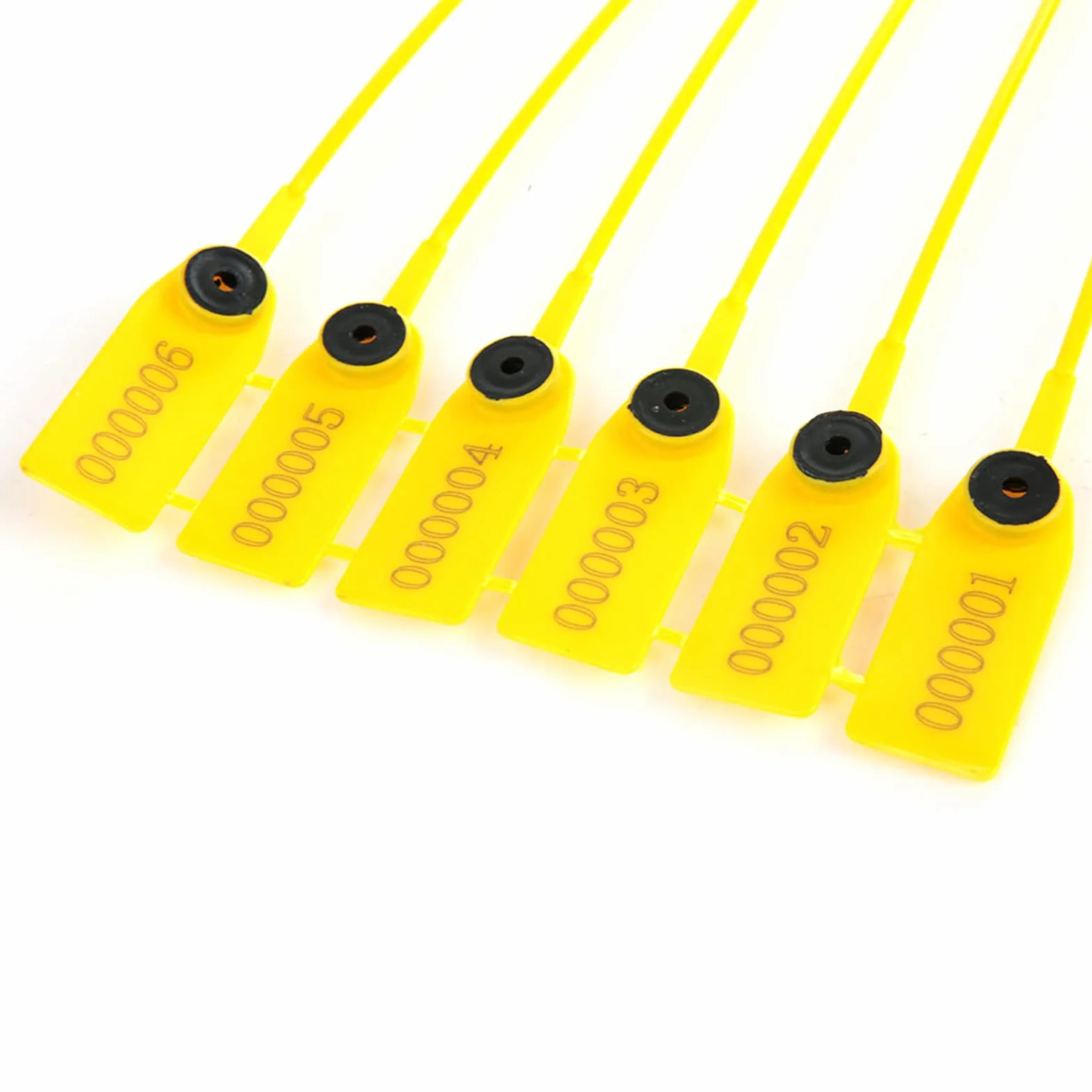 Precintos de seguridad de plástico amarillo 40 cm para camión con número, a prueba de manipulaciones