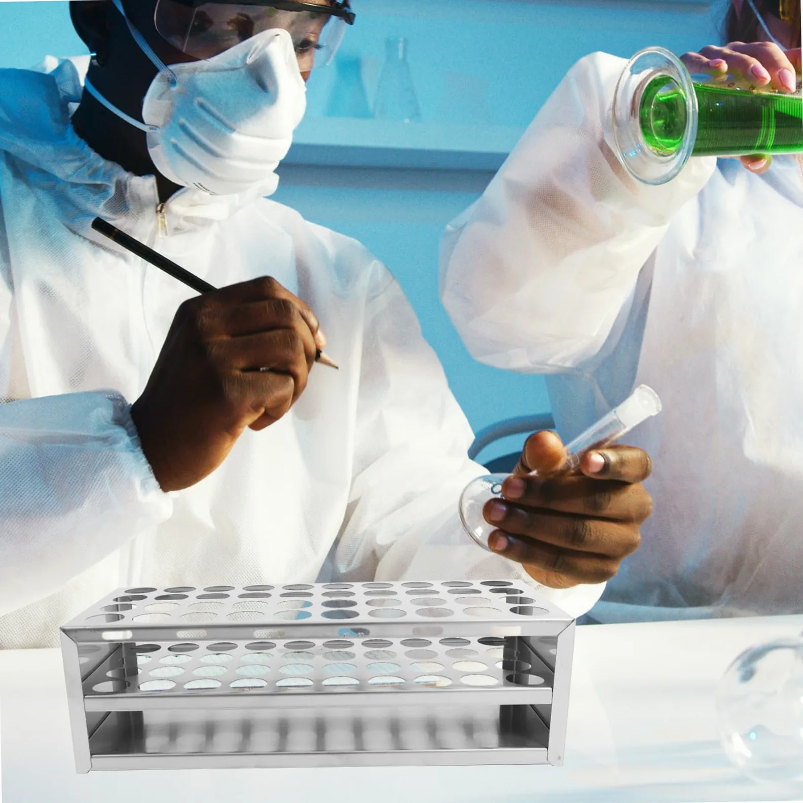 ULTECHNOVO 4piezas Soporte Para Tubos De Ensayo De Ranuras Gradilla De Inoxidable Resistente Para Tubos De Rack Versátil y Fácil De Montar Para Laboratorios y Análisis Experimentales