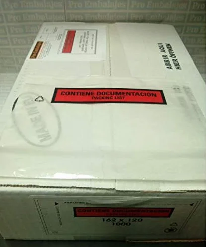 Sobres portadocumentos 162x120 mm CONTIENE DOCUMENTACION PACKING LIST Ref. 180140/1000