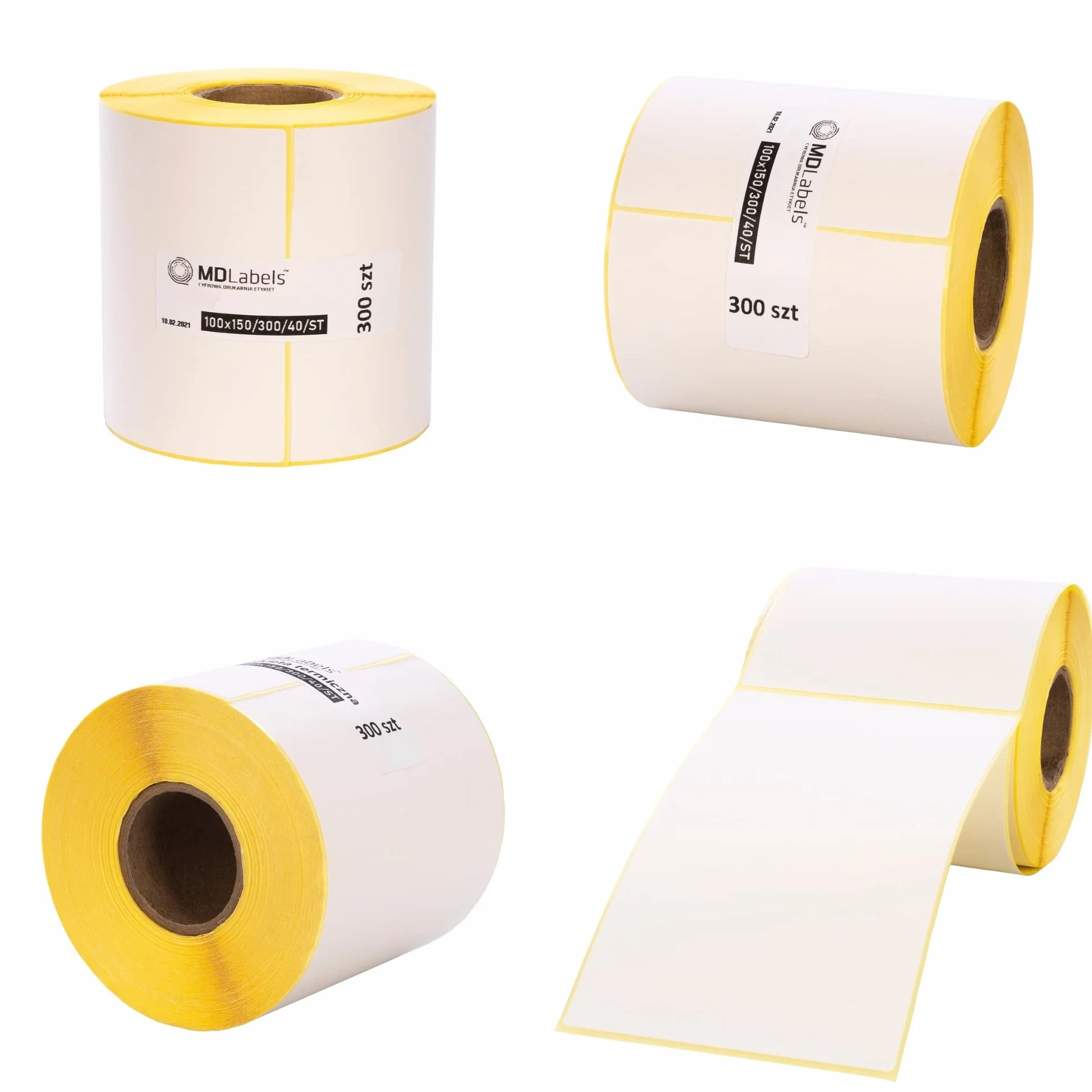 Etiquetas térmicas blancas 100x150 mm adhesivo permanente 4" x 6" rollo