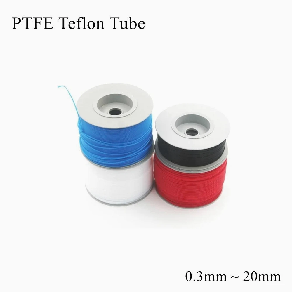 Tubo de PTFE 0,3mm 0,5mm 0,6mm 0,8mm 1mm F46 manguera aislante funda de teflón pieza de impresora 3D tubo rígido extrusora en caliente Convery