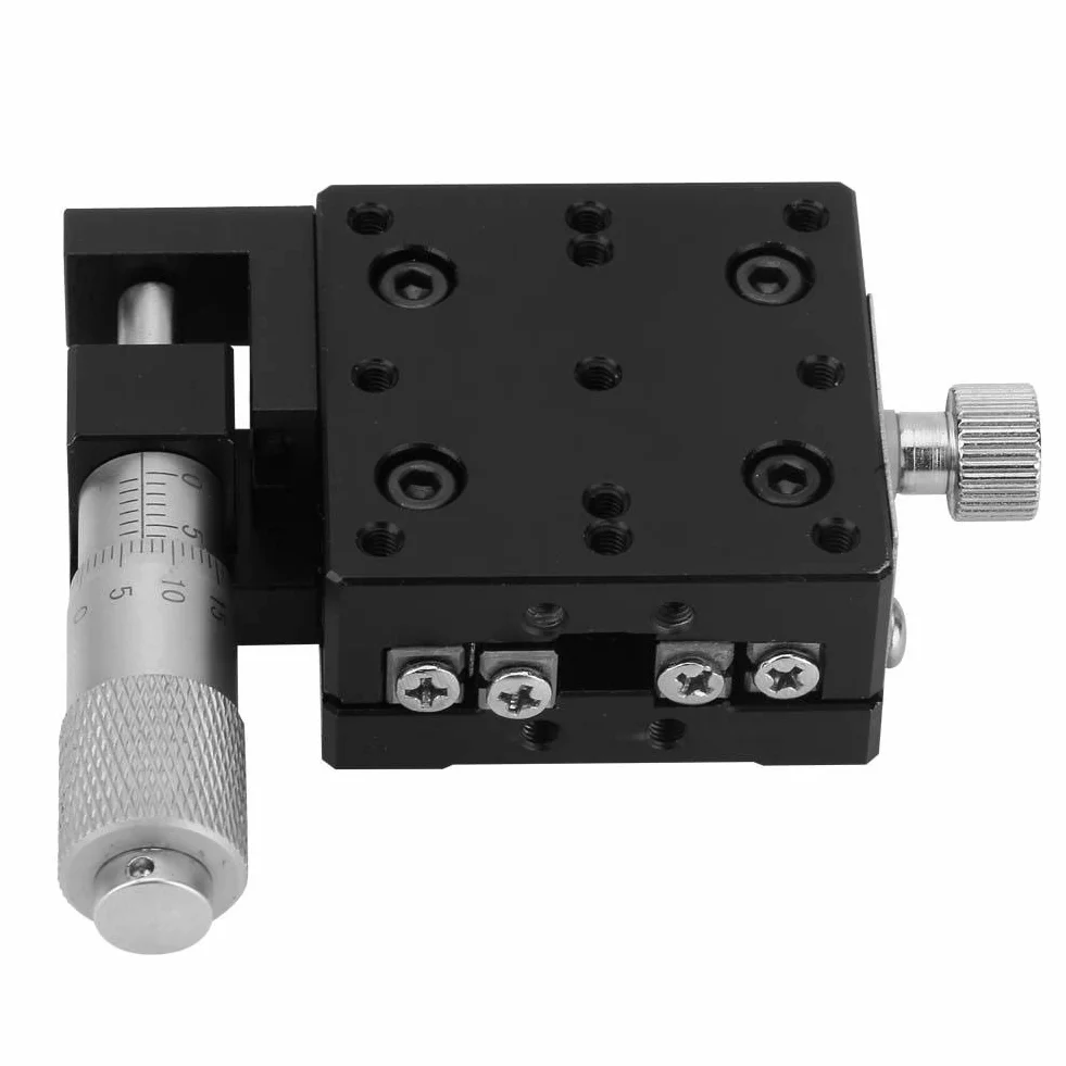 X Etapa lineal 40 x 40 mm Micrómetro Manual Precisión Conversión lineal Plataforma Eje lineal Guía de rodillos cruzados