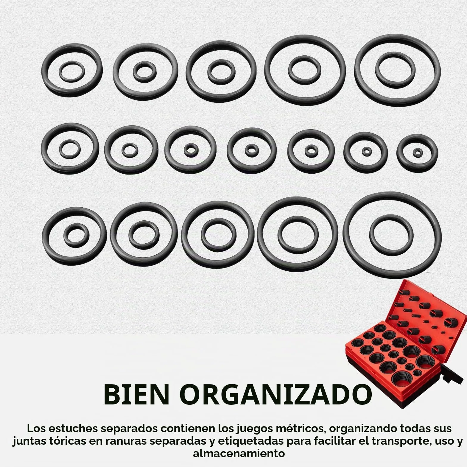 CCLIFE 419 Piezas O-Ring Kit Junta Tórica Goma NBR 32 Tamaños 3-50mm