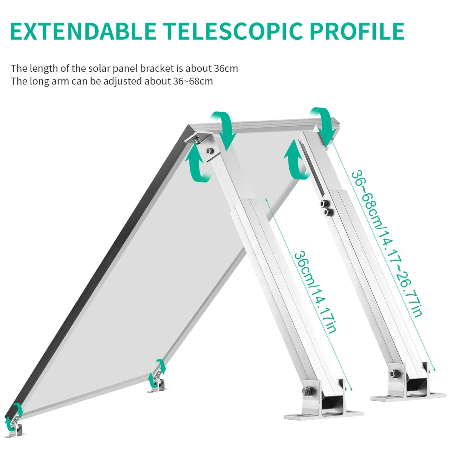Soporte de Montaje inclinable – Soporte de Panel Solar de Aluminio | Ajustable, soport para de energía | Marco de instalación en Tierra, Estructura de Montaje en Techo para vehículos recreativo