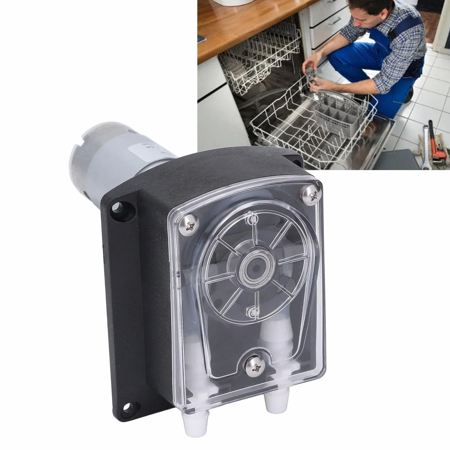 Generic Bomba Peristáltica, Doble Cabezal con Manguera de Silicona Grado Alimenticio, 1500ml/min, Motor DC24V para Lavadora Analítica de Laboratorio