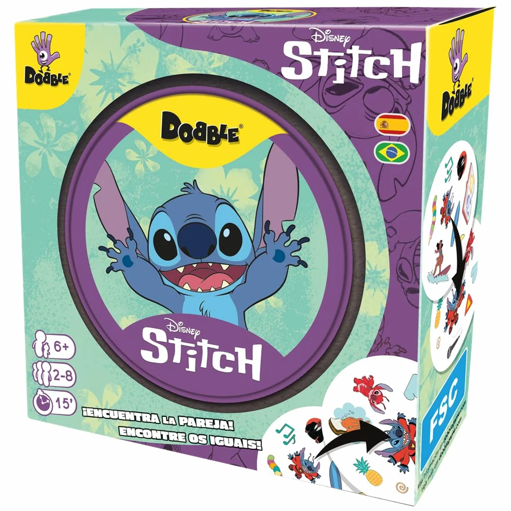 Asmodee Disney Dobble Stitch Juego de Cartas Observación Velocidad 6+ Años 2-8 Jugadores 15 Minutos Multilenguaje Español