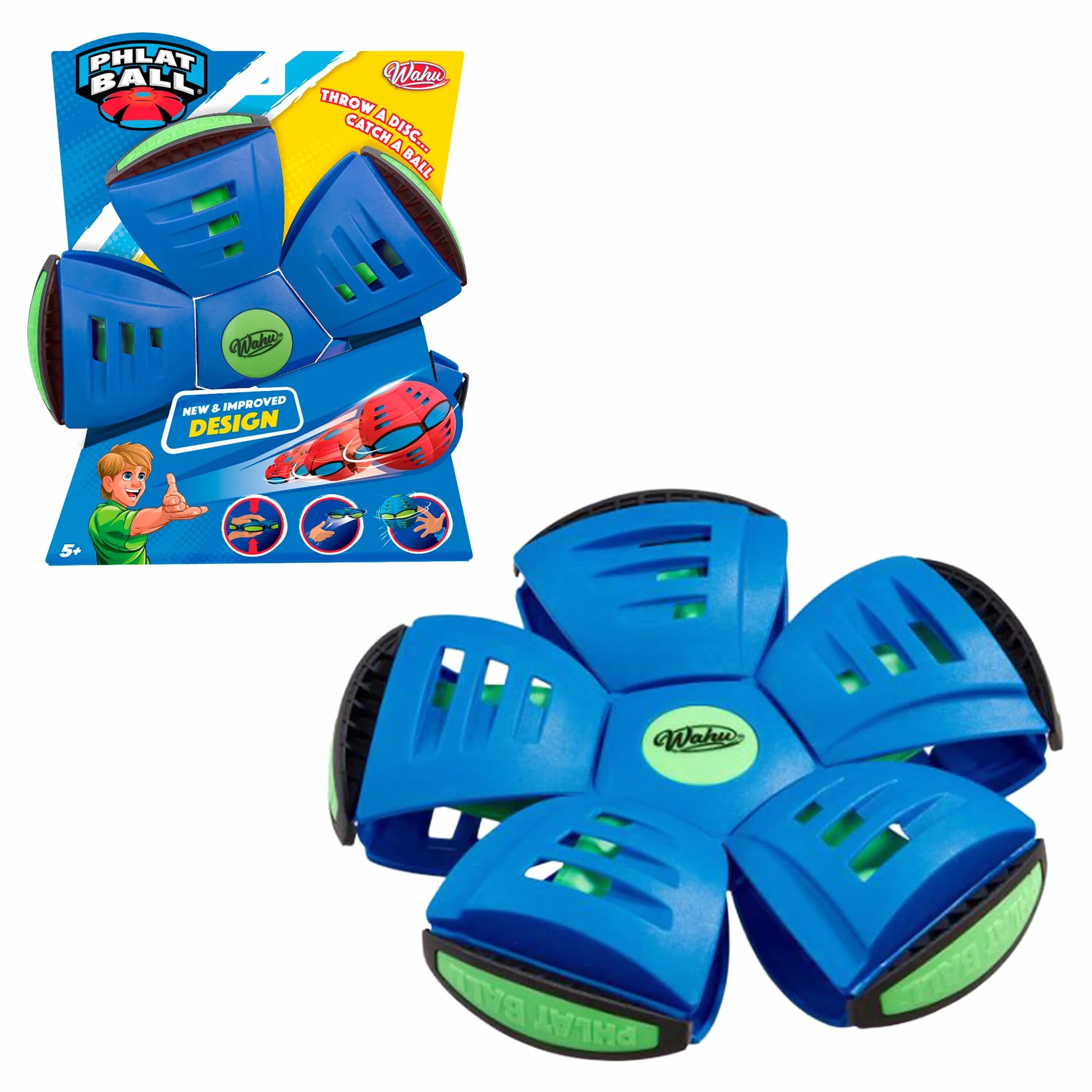 Bizak Phlat Ball Color Azul, Disco y Pelota 2 en 1 Aplastable y Portátil, Juguete Activo para Exterior, Niños Desde 5 Años