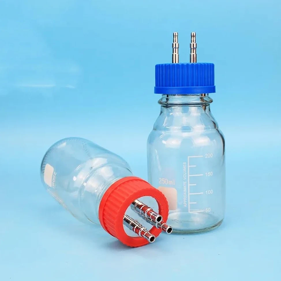 Cristalería de Laboratorio Botella de vidrio con tapa de acero inoxidable for fermentador, reactor, botella unidireccional, bidireccional, tridireccional, 100/250/500/1000 ml(500ml-1through)