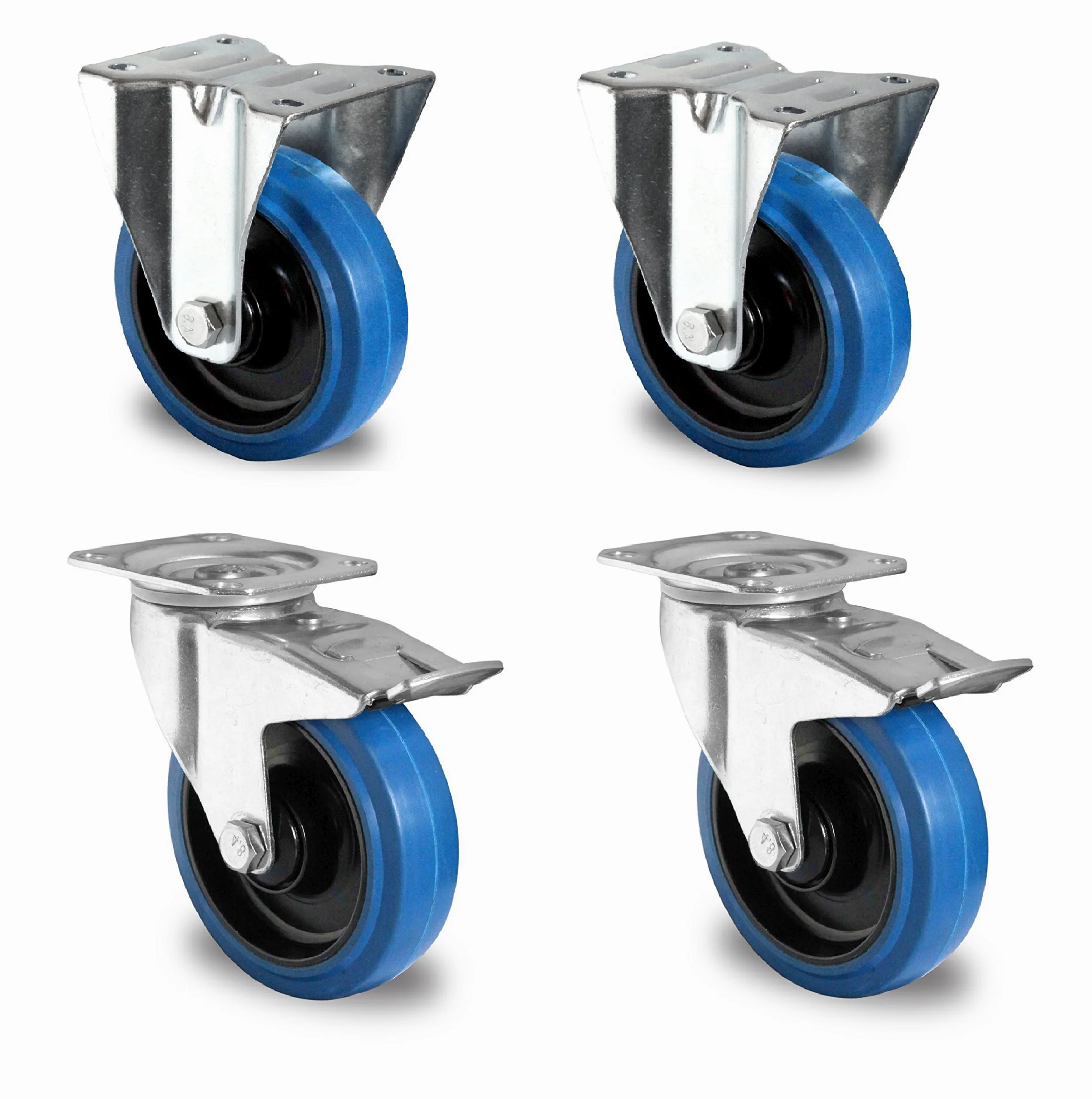Bock/FS - Juego de ruedas giratorias (200 mm, 400 kg/rollo), color azul