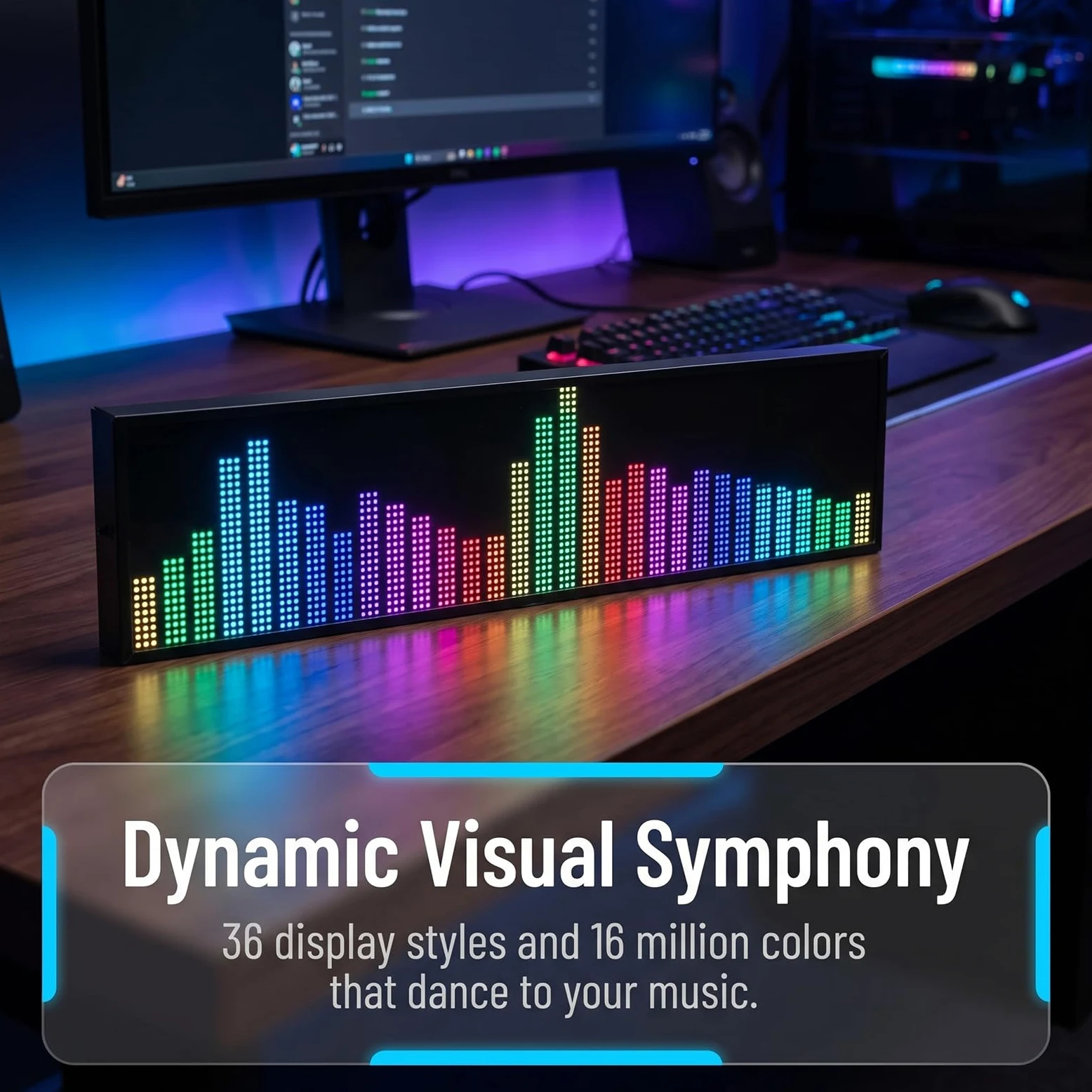 Analizador De Espectro Musical, Visualizador De Audio Doméstico con 36 Modos De Visualización Led, Sensor De Voz, Reloj De Alta Precisión Y Entrada Aux/micrófono para Pc Y Juegos.