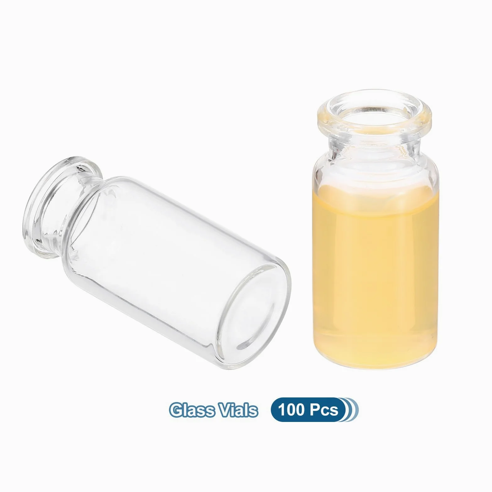 PATIKIL Frascos de Muestra de Espacio de Cabeza de 10 ml, 100 Piezas de Frascos de Vidrio de Borosilicato con Cierre de 20 mm Botellas de Fondo Plano para Laboratorio Científico