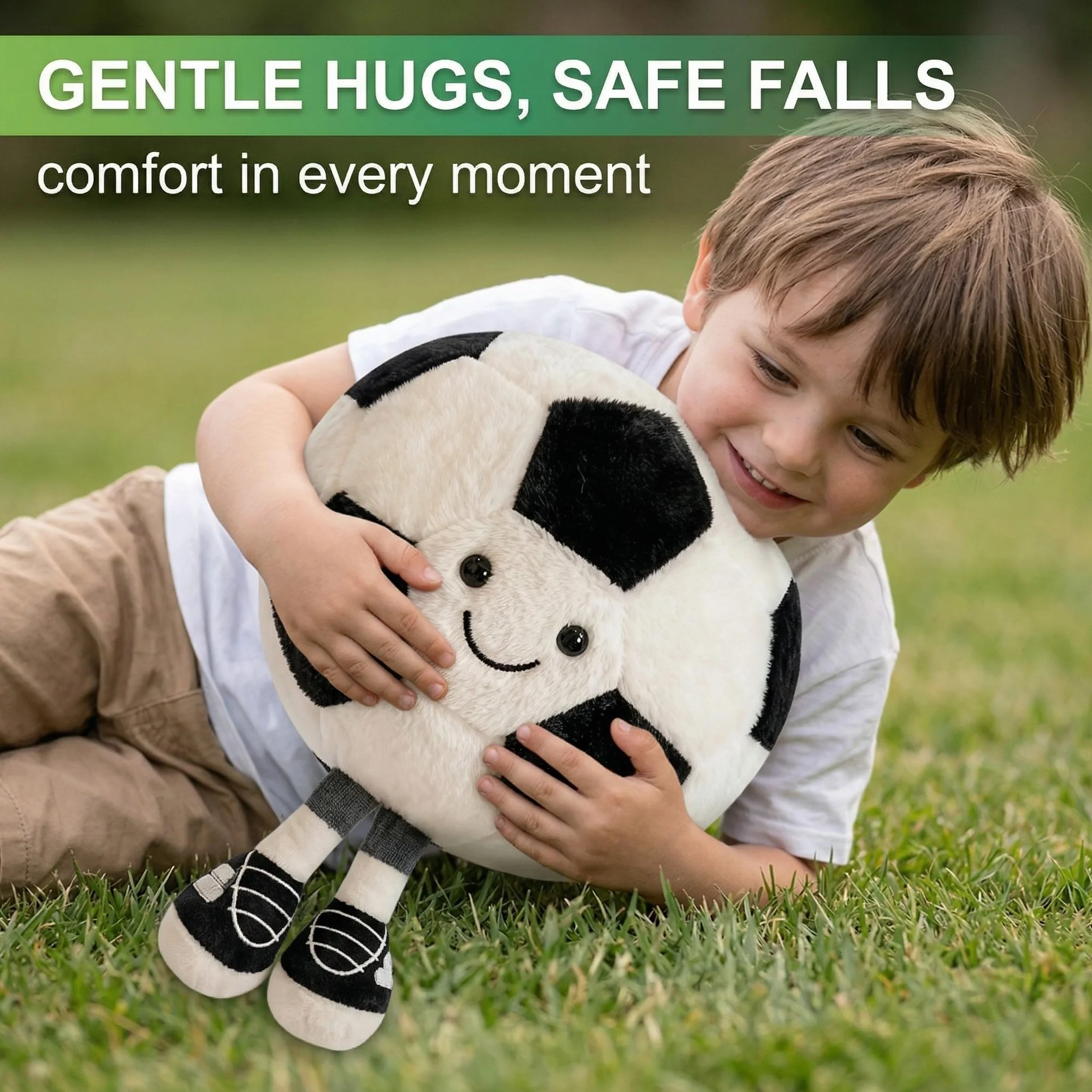 Cojín de Peluche Balón de Fútbol 25cm, Suave Sonrisa Extremidades, Souvenirs España Fútbol