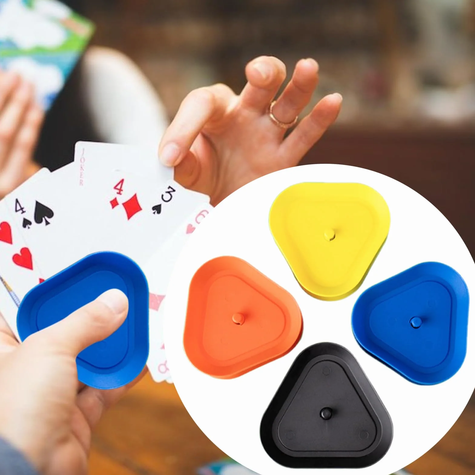 Soporte Triangular para Tarjetas 4 Piezas - Bandeja de Póker Estable