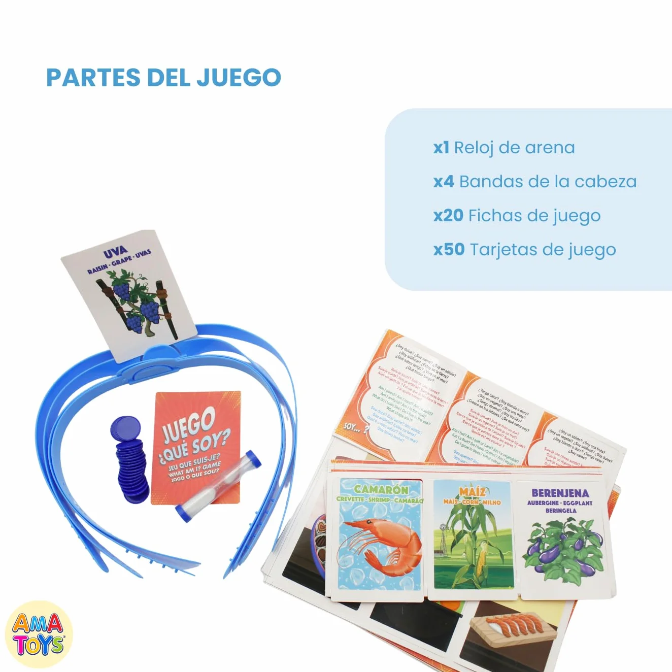 Adivino Que Soy Guess Game – Juego de Mesa para Niños y Familias, Adivina la Palabra con Cintas y Cartas, 2-6 Jugadores, +3 Años