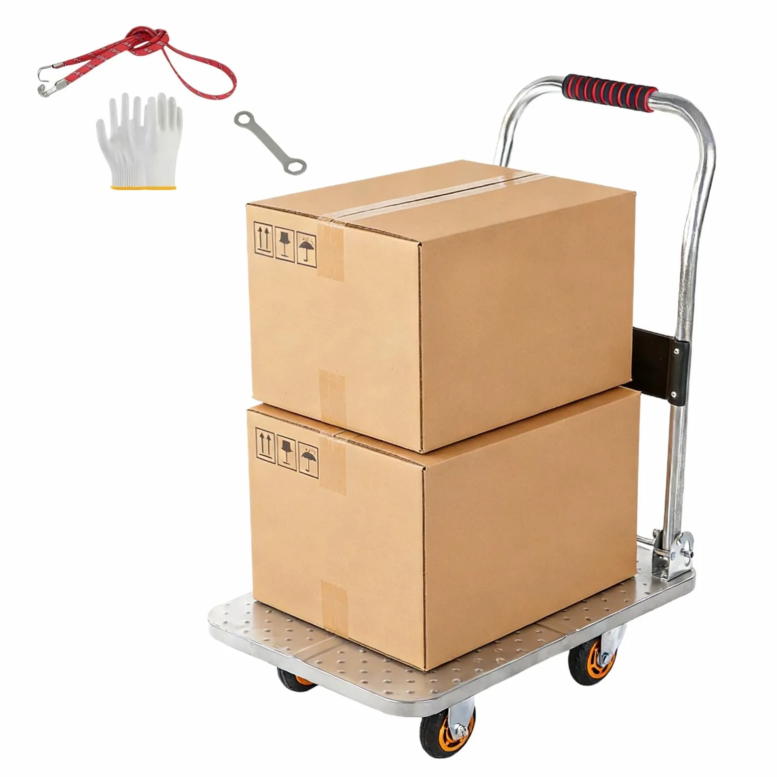 Carro con plataforma plegable para cargas pesadas con ruedas y asa, carro para transporte plegable, carro para bolsa para un fácil transporte y elevación pesada (tamaño: 60 x 40 cm)