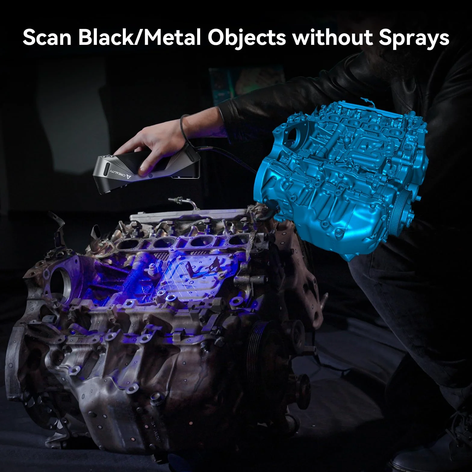 Creality CR-Scan Raptor 3D - Escáner Blu-ray industrial, seguimiento antivibración para objetos de 5 – 2000 mm, cuerpo y cara, escaneo a todo color, precisión de hasta 0,02 mm, velocidad de 60 fps