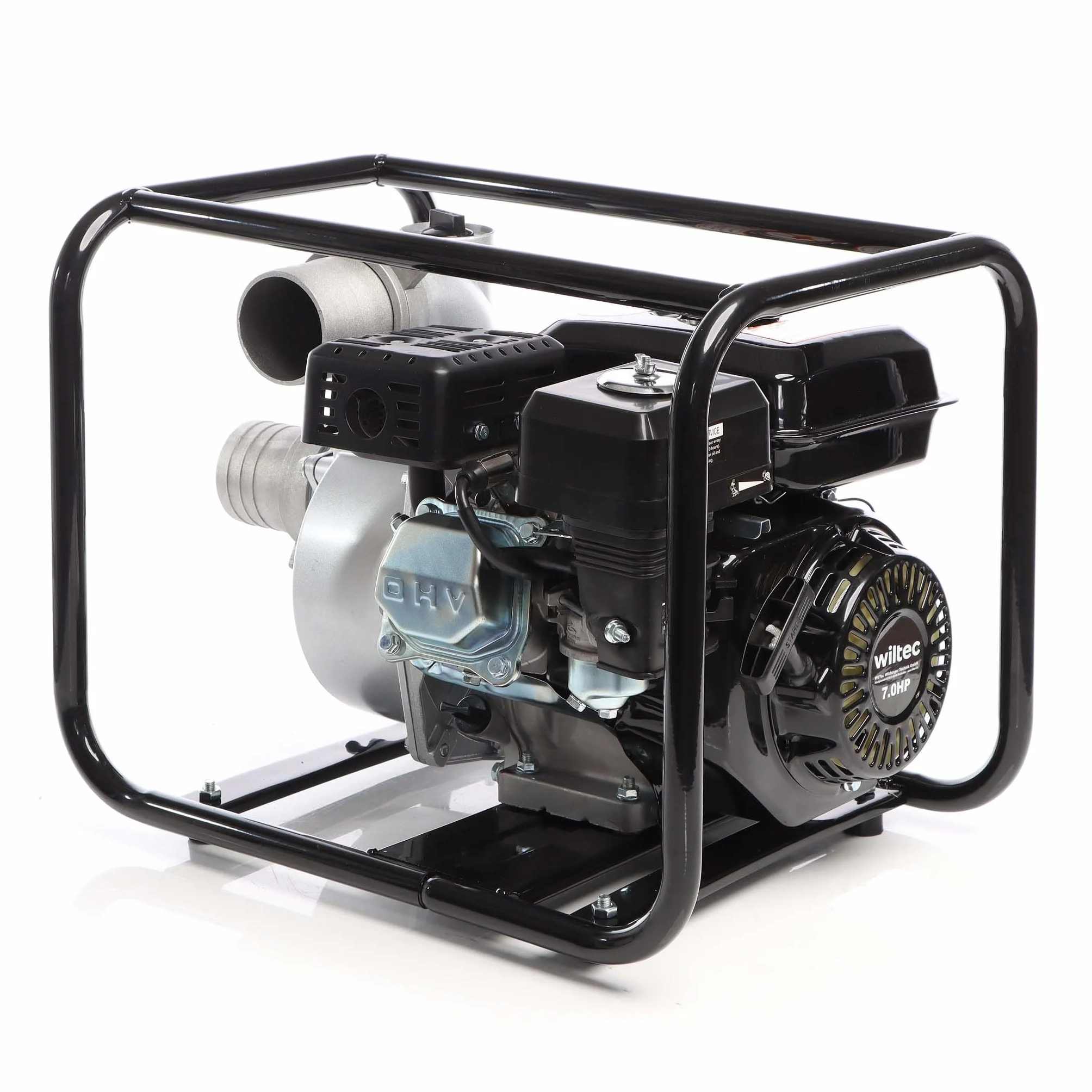 Wiltec Bomba de aguas residuales a gasolina de 4kW bomba de agua caudal 48.000l/h toma de 80mm (3")