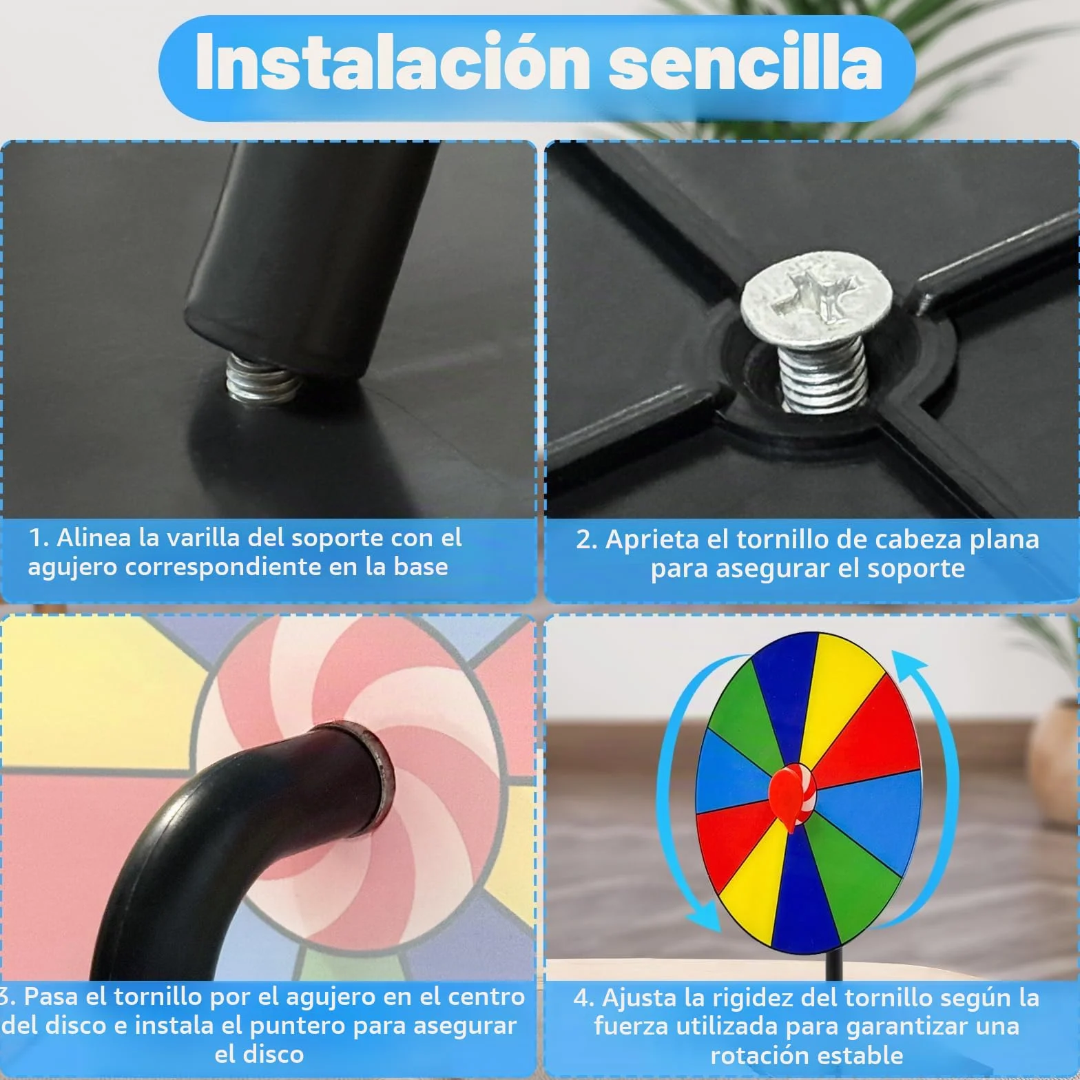 Ruleta de la Suerte Giratoria 8 Pulgadas con Bolígrafo, 10 Ranuras, Rueda de Premios Multicolor para Festivales