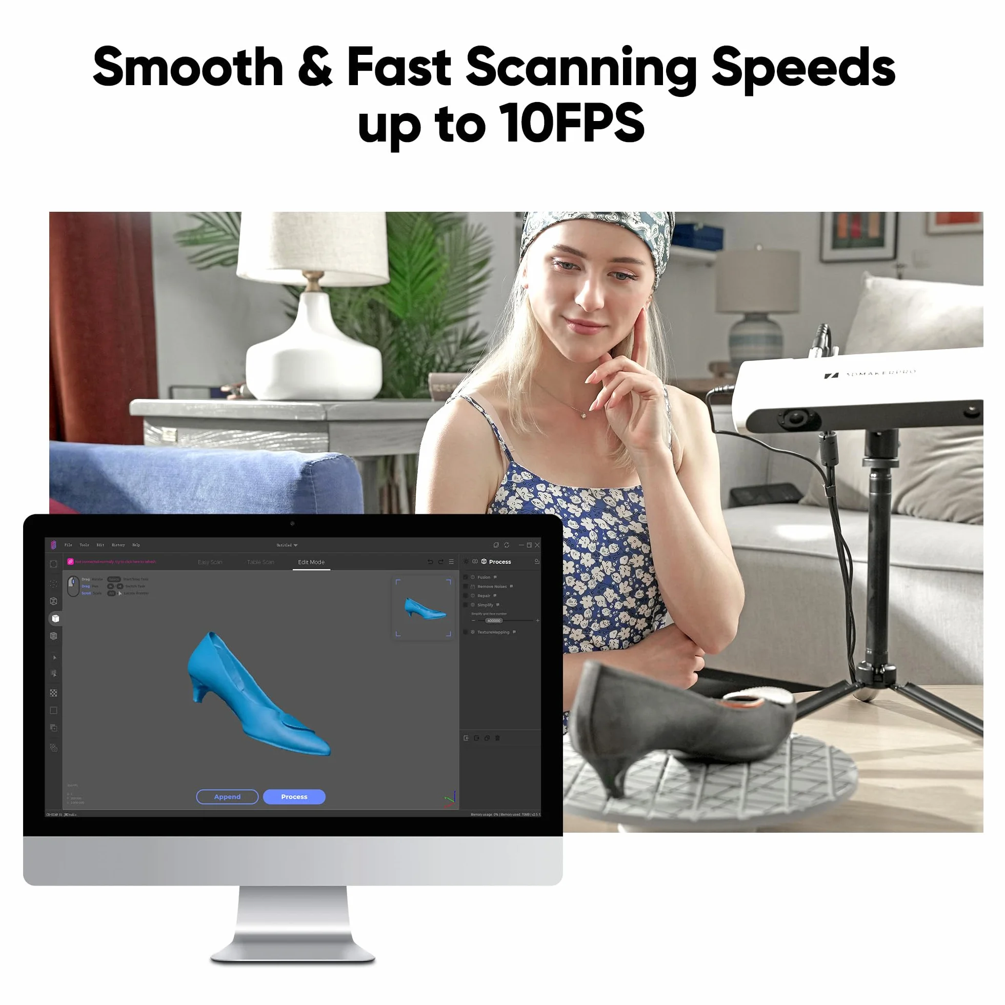 Escáner 3D Lynx 3DMakerpro precisión de 0,1 mm y velocidad de escaneo de 10 FPS Escáner 3D portátil para diseño de modelo de impresión 3D - Paquete premium