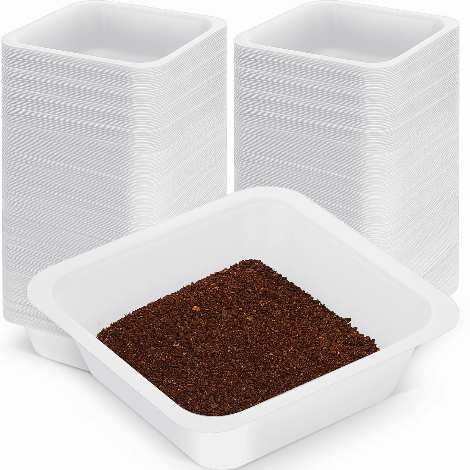 Sherr Paquete de 500 botes de pesaje de 330 ml a granel, antiestáticos, blancos, bandejas de pesaje cuadradas de plástico fáciles de verter para llenar cápsulas, plato de laboratorio, polvo, líquido