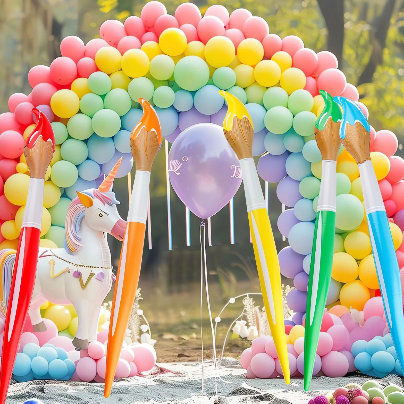 BOXOB Juego Pinceles Inflables Gigantes 105cm Globos Grandes 5 Colores