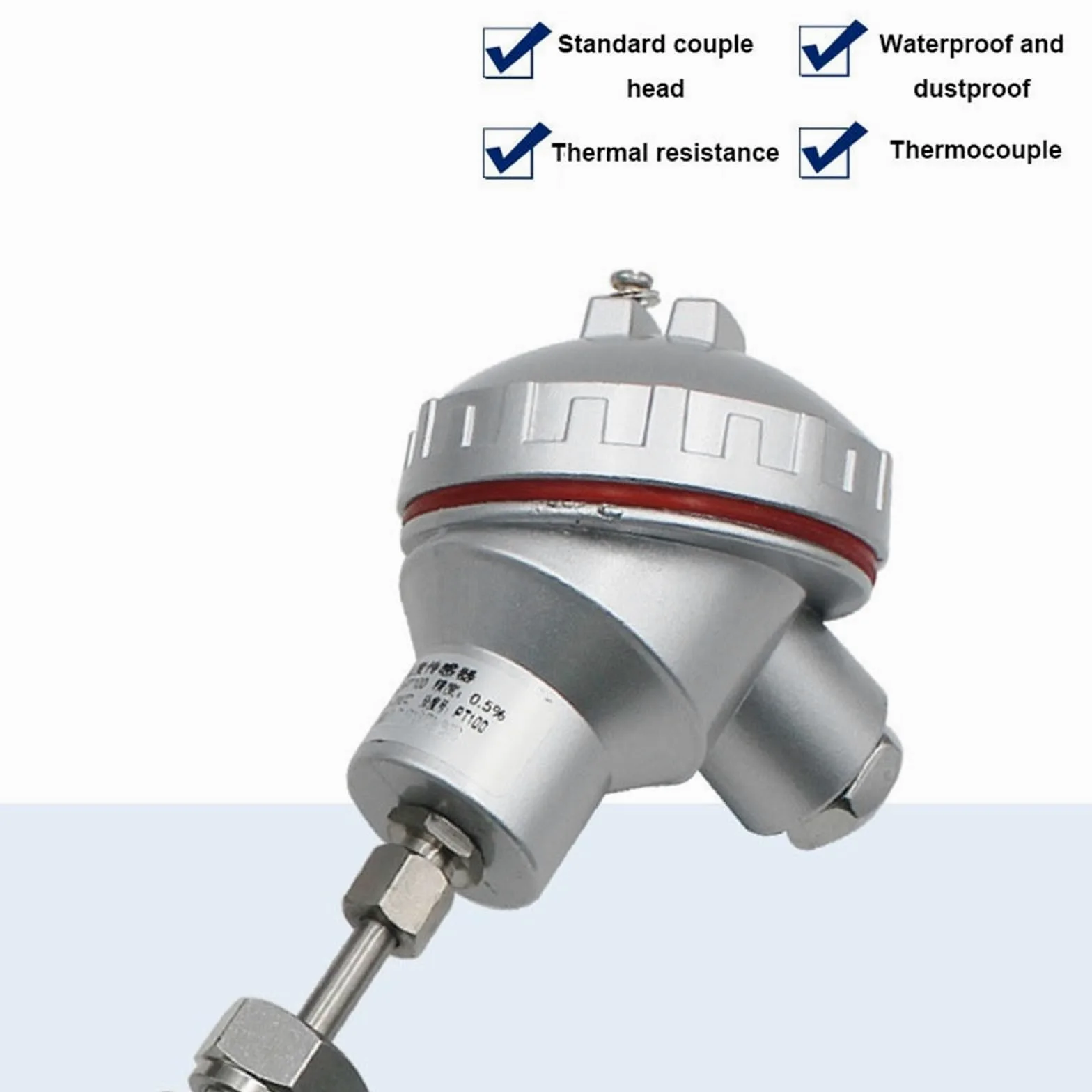 Sensor de alta temperatura de acero inoxidable PT100 utilizado for controlador de transmisor de temperatura blindado de 4-20mA 1 Uds(Probe 50mm)