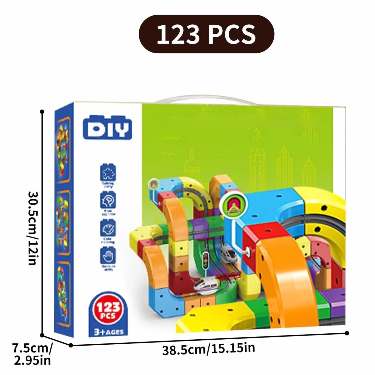 Track Fusion Juego de tren eléctrico construcción de cubo mágico tren motorizado gravedad sistema pista 3D regalo aprendizaje niños niñas 123 piezas