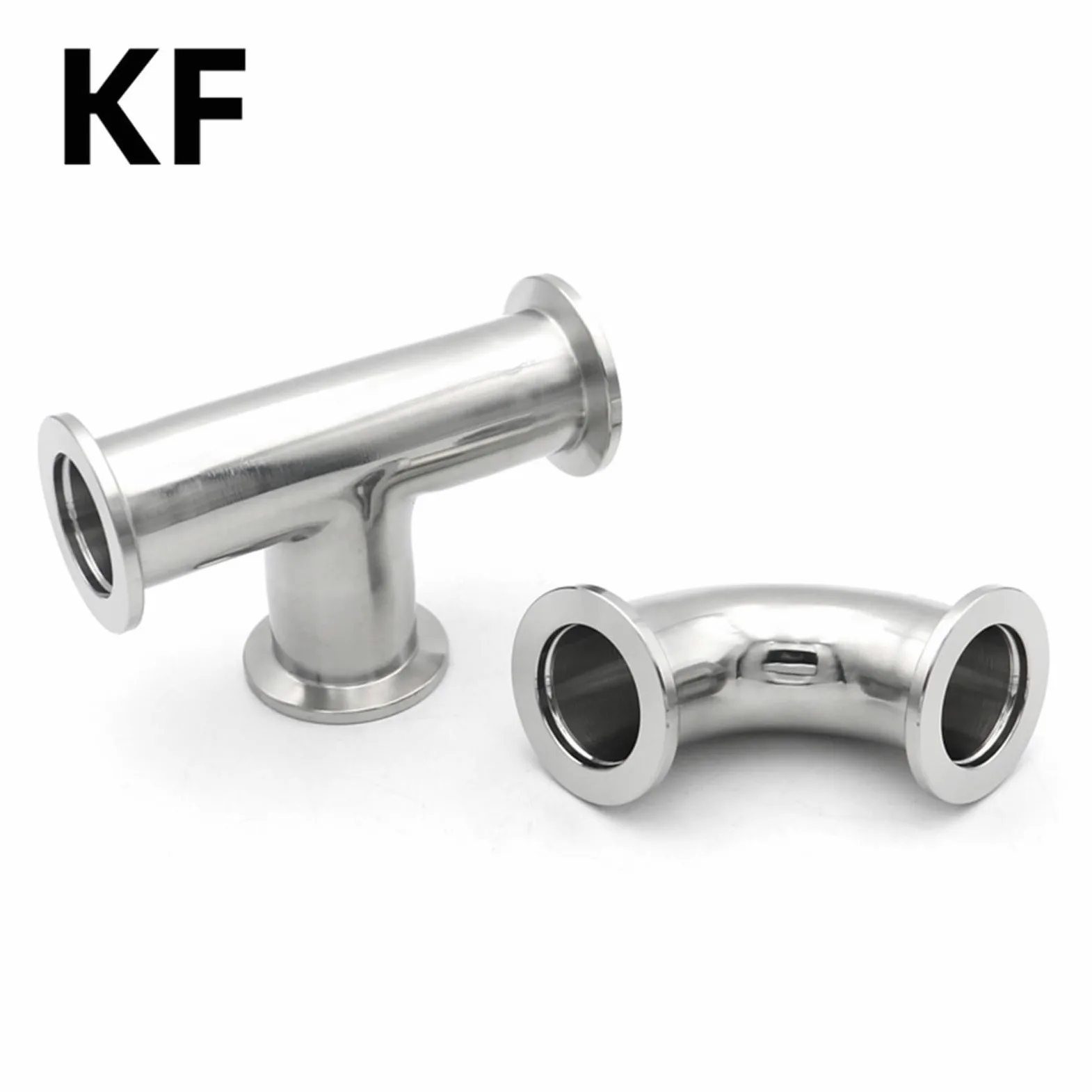 1 Uds., camiseta igual al vacío, codo de 3 vías de 90 grados, acero inoxidable 304, sanitario KF16 KF25 KF40 KF50, accesorio de tubería, brida de triple abrazadera