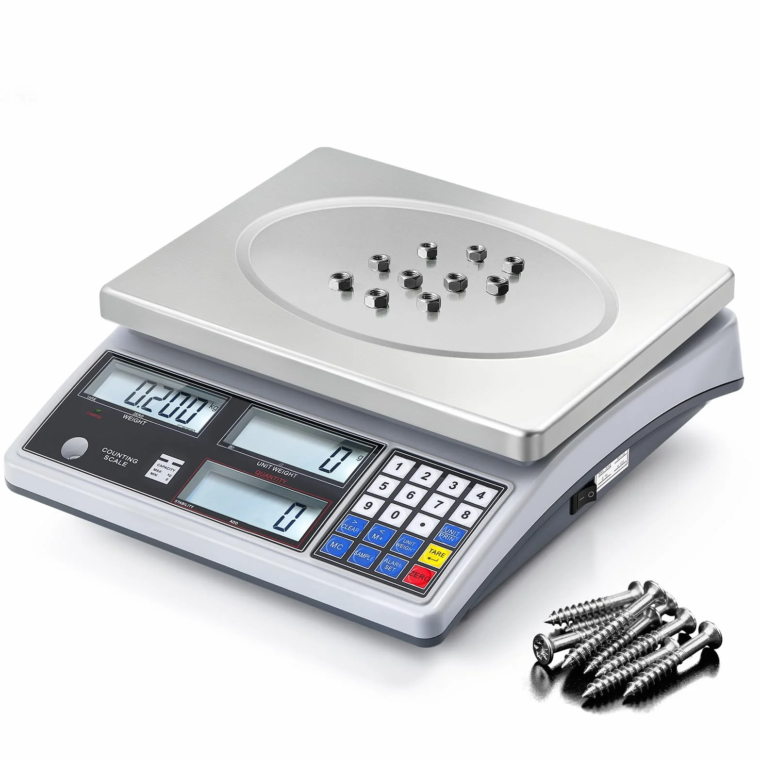 Bonvoisin Balanza Cuentapiezas Industrial 30kg x 1g, Unidades: g, lbs, kg, Exportación RS232, Alarmas Peso/Cantidad, Plataforma Acero Inoxidable, para Monedas, Piezas, Joyería