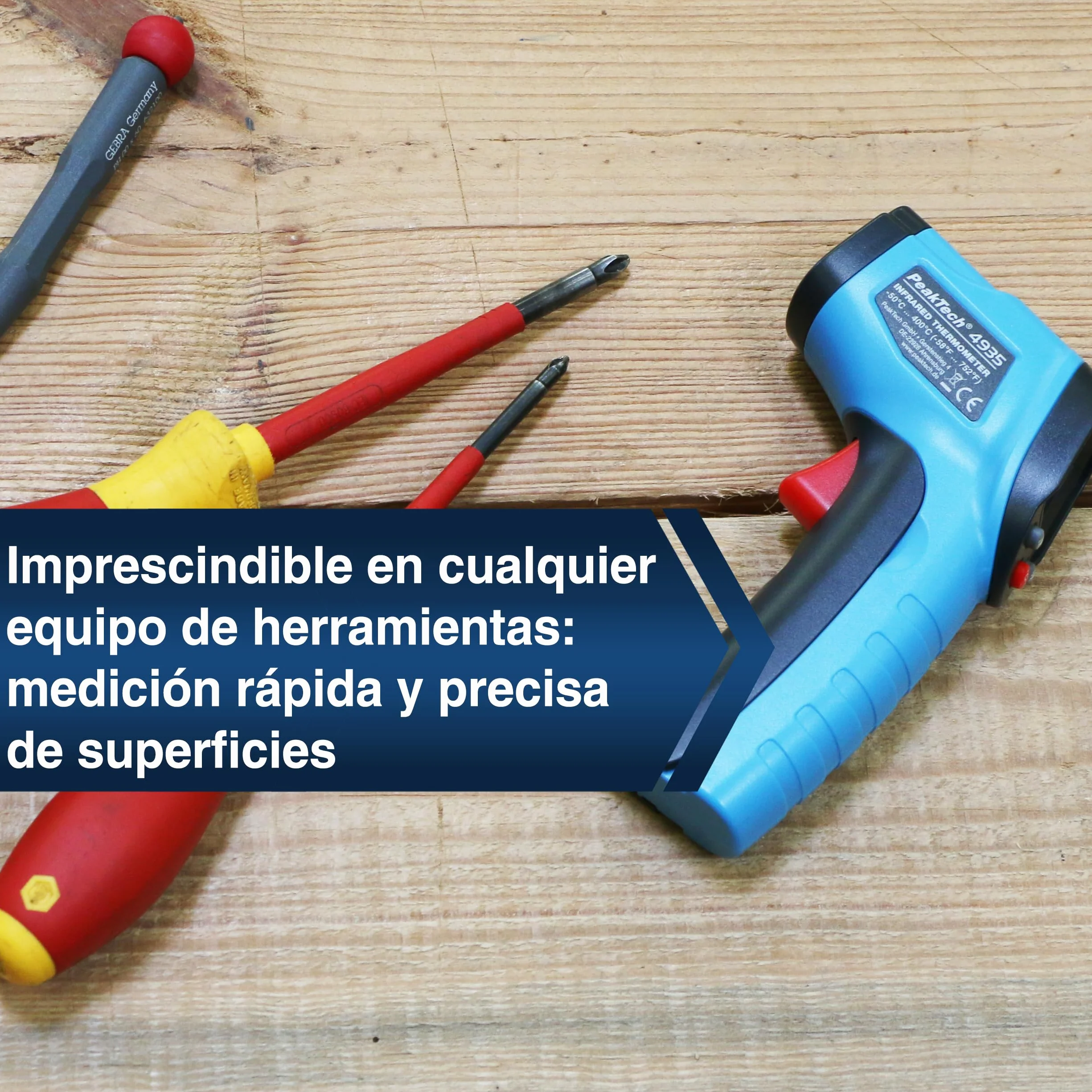 PeakTech 4940 Termómetro infrarrojos láser -50°C 600°C relación 12:1 medición rápida temperatura superficial 0,5s