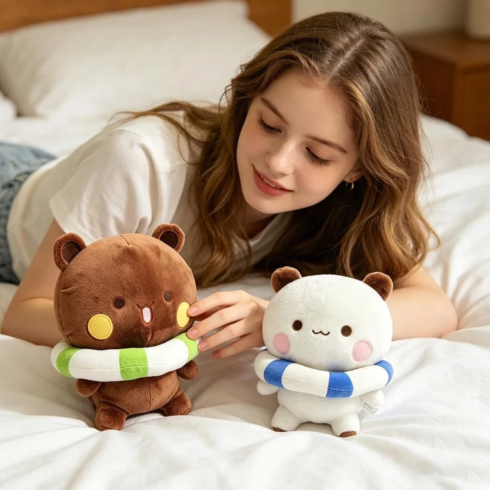 Peluche Bubu y Dudu 22cm Oso y Panda Almohada Cojín